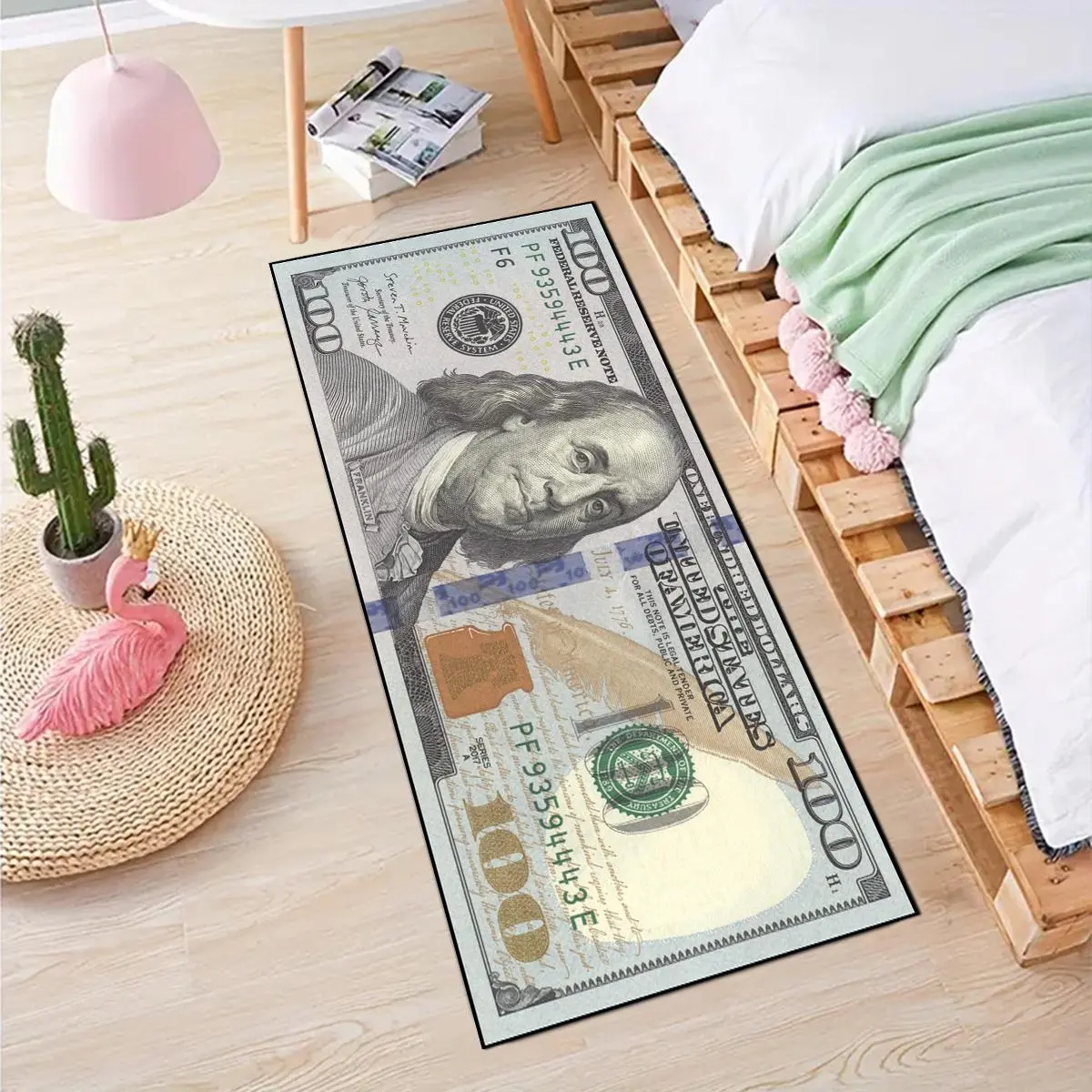 Dollar Pattern Carpet, 1 Count Non-slip Soft Floor Mat, Washable Area Rug, Decorative Rug for Home Living Room Bedroom Study Room, Bill Print Rug