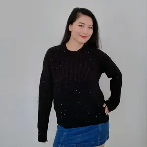 100% Black Sparkly Wool Sweater