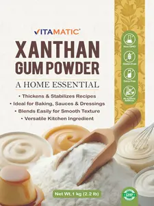 Vitamatic Xanthan Gum Powder 1 kg (2.2 lb) – Gluten-Free Thickener & Stabilizer for Baking, Sauces & Dressings – Non-GMO, Dairy-Free, No Artificial Additives
