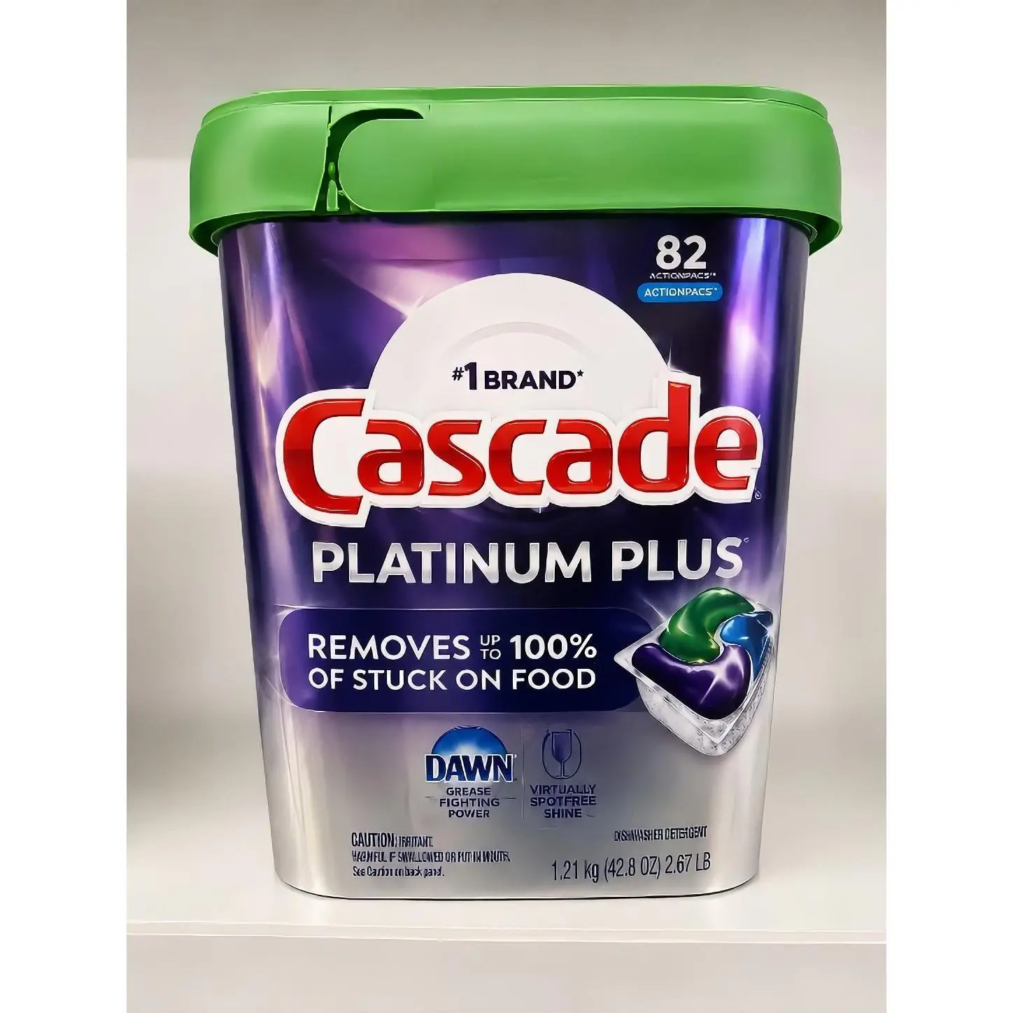 Cascade Platinum Plus Dishwasher Detergent 82 ActionPacs Removes 100% of Stuck on Food 1.21 kg 2.67 LB Household Kitchen