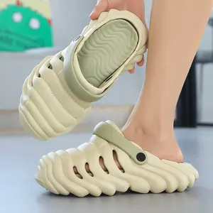 MJWALK 2026 Wavy Cloud Platform Slippers Adjustable Heel Strap Breathable Hollow Design Non-Slip Thick Sole Indoor Outdoor Unisex Casual Beach Sandals for Summer Comfort - Boy, Walking Shoes
