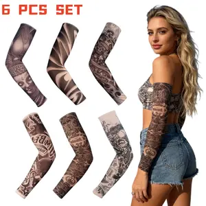 6pcs Fake Tattoo Sleeves Set For Women Girls, Realistic Seamless Design Sun Protection & Cooling Arm Covers Fake Tattoo Sleeves for Summer Outdoor Sports, Halloween Decor, Cool Temporary Body Art Unisex ﻿