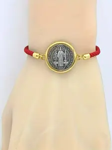 Saint Card Cord Woven Bracelet, Vintage Aged Feel, Adjustable Strap, Ideal for Daily Wear, Blessing Protection, Gift for Elders