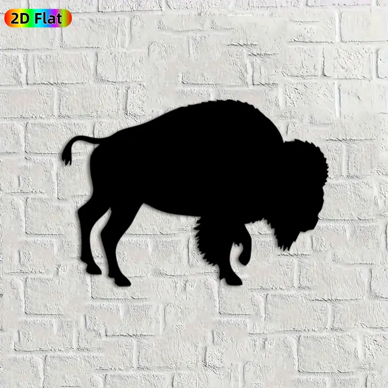 1pc Buffalo Metal Wall Art, Majestic Buffalo Statue Mural, Ideal Gift for New Year, Christmas, Wildlife Decor Enthusiasts, Weather-Resistant Metal Wall Decor Wall Sculptures, Perfect for Outdoor Wall & Garden Fence Buffalo Enthusiasts