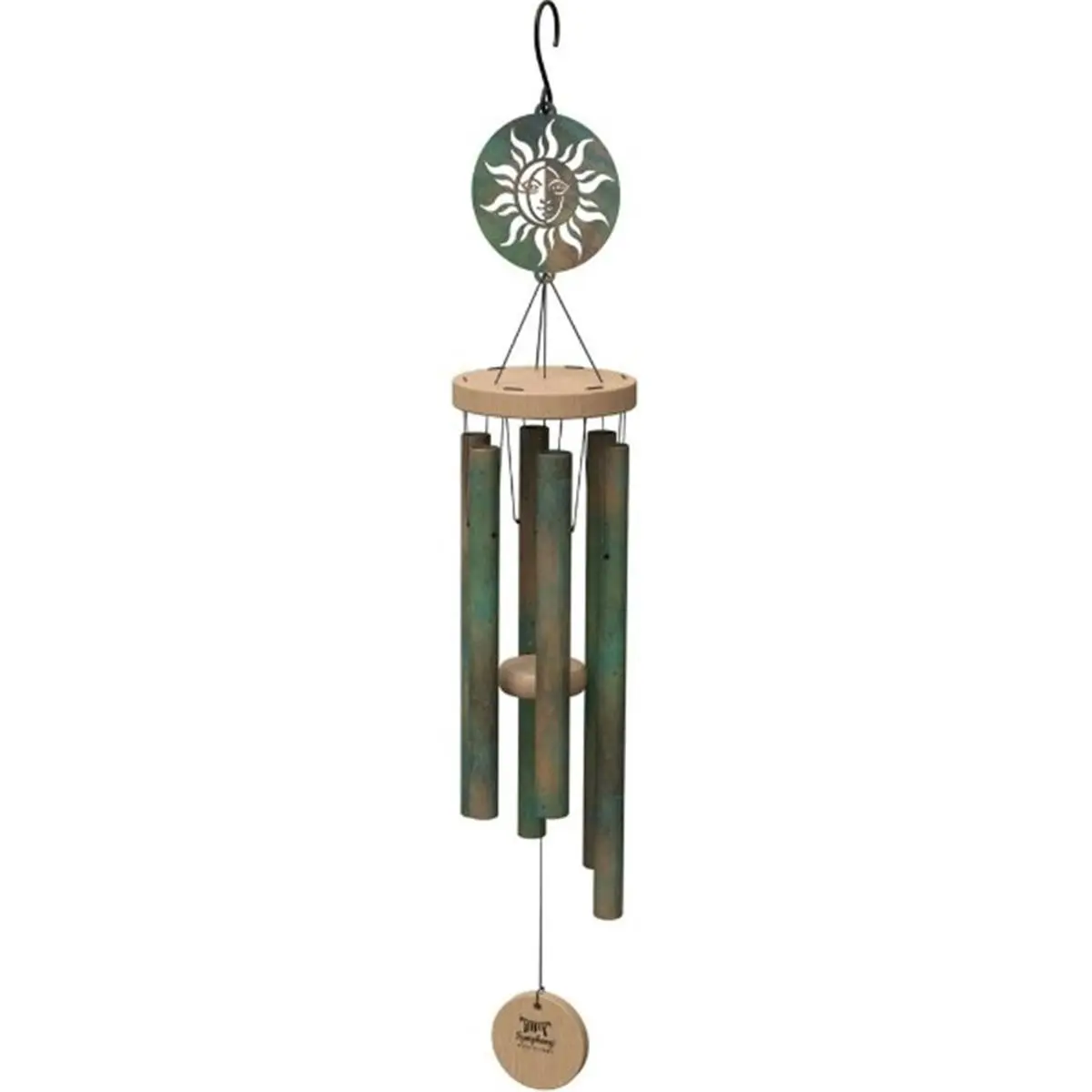 Panacea Products 80124 34 in. Outdoor Aztec Design Wind Chime with Verdigris Bell Finish, Garden Decor for Home Improvement