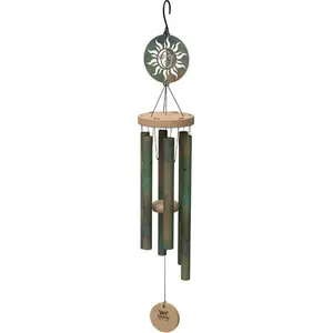 Panacea Products 80124 34 in. Aztec Sun Wind Chime with Verdigris Bell Finish