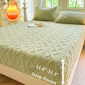 King Queen Size Flannel Bedding Set, Warm Thick Fabric, Anti-Static, Deep Pocket Fits Various Mattresses, Christmas Gift, Soft Bedding Sets