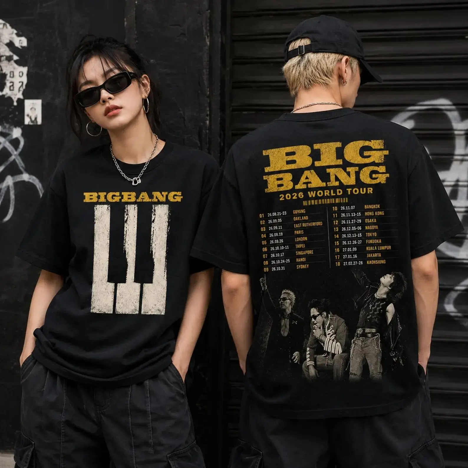 BIGBANG 2026 World Tour Shirt, 20th Anniversary Kpop Concert Tee, Front and Back Vintage Black Graphic T-Shirt, Unisex VIP Fan Gift