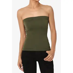 TheMogan Ellenie Strapless Sealmess Tube Top  Fitted Bandeau Crop Fitted Tank Top