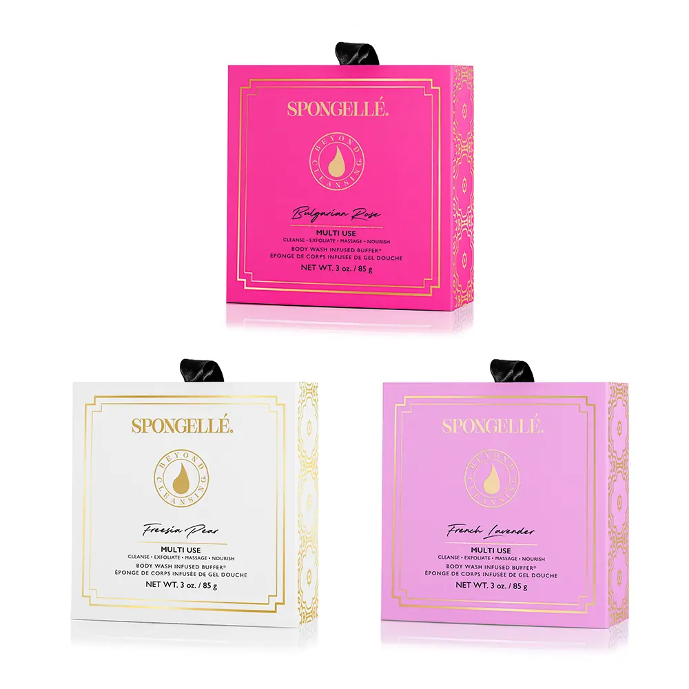 Floral Boxed Flower Set - Body Wash Infused Buffer Bundle