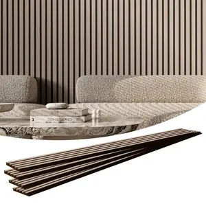 fathersdaygift  VEVOR Wood Slat Acoustic Panels, 7.9x 94.5 inch, MDF Accent Wooden Wall Panels for Modern Interior Wall Decor, Faux Wood Wall Board Panels for Noise Reduction, Silver Wood