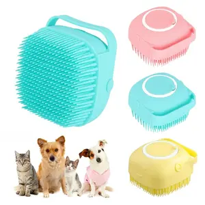 Pet Bath Brush, Silicone Massage Brush with Shampoo Dispenser, Ideal Bath Accessories for Dogs & Cats Pet Clean Products, Grooming, Dog Ear Cleaning Pet Massage Brush Bath Brush Set