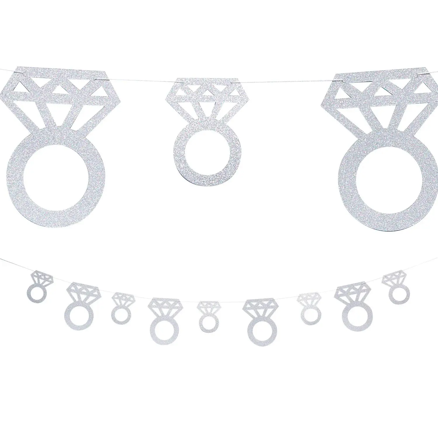 9 Ft. Iridescent Silver Glitter Diamond Ring Garland