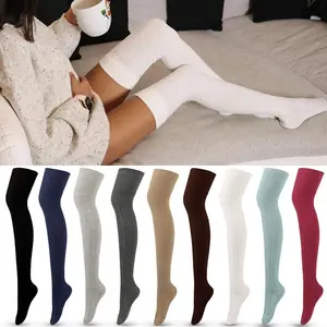 2/4 Pairs of High-quality Plus Size Women's Winter Knee Over Soft Socks, Enlarged and Thickened Plus Size Women's Knee Over Socks, Woven Lolita Thick Warm Socks, Calf Socks, Outdoor Socks