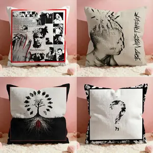 Singer XXXTentacion Cushion Cover Kids Friendly Throw Pillow Cover Soft Short Plush Anti-Mite Pillow Case Invisible Zipper & Machine Washable Decor for Home Sofa Bedroom Kids Room