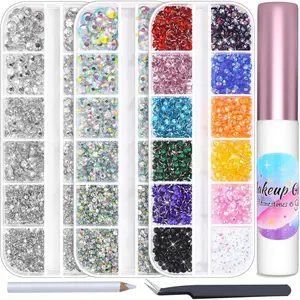 6300Pcs Face Gems with Rhinestones Face Glue for SFX Makeup, Eye Gems Flat Back Rhinestones Hair Crystal Makeup Gems with Skin Glue Spirit Adhesive for Eye Jewels Hair Costume Cosplay springtok