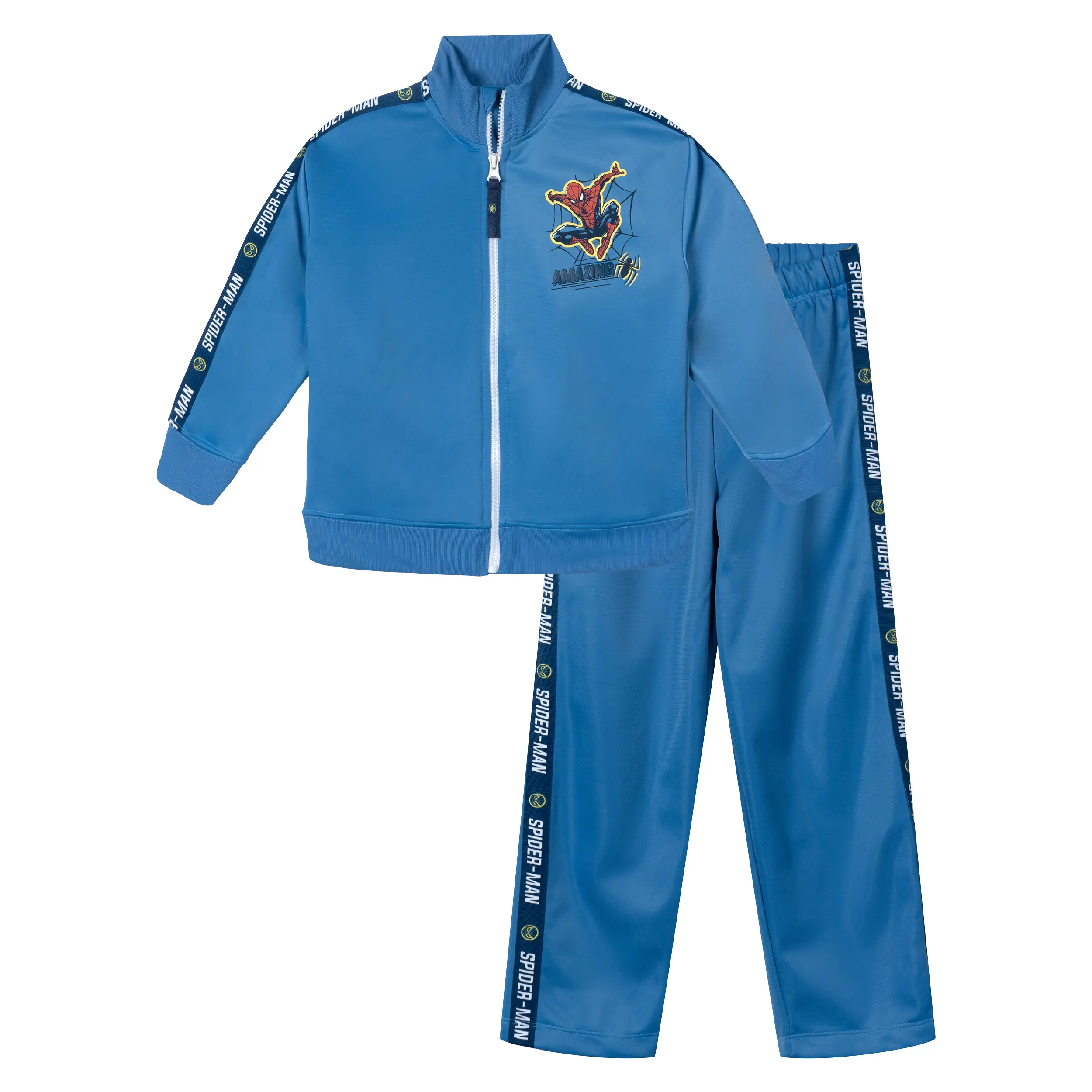Marvel Spider-Man Boys' Zip-Up Jacket and Joggers Outfit Silver Toddler to Big Kid