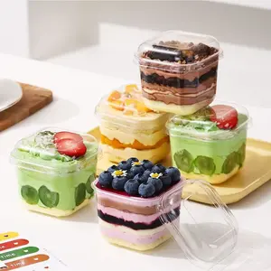 Transparent Mousse Cup, Durable Leak-Proof Container, Stackable Sweet Treats Cup, Ideal for Cake, Mousse, Pudding, Party Desserts, Baking Display