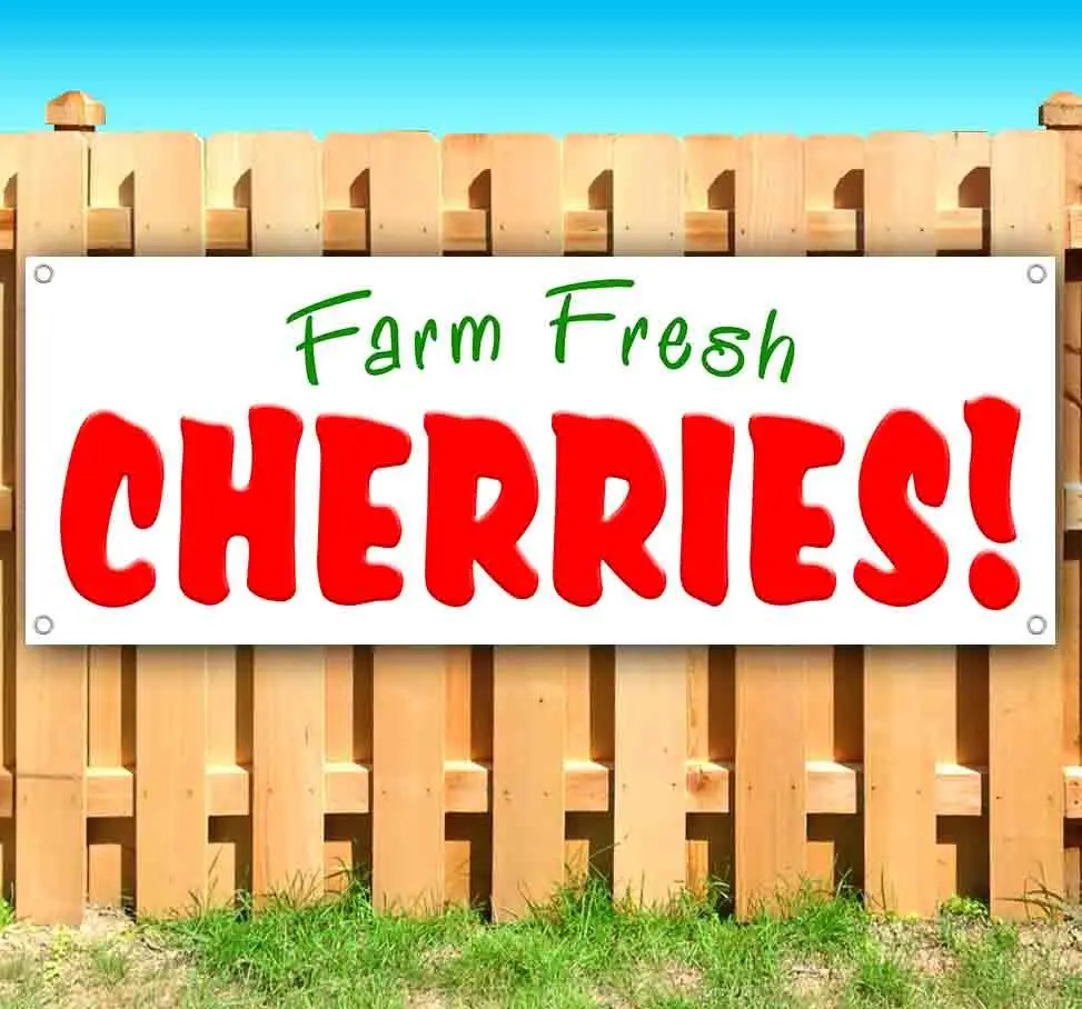 Fresh Cherries Vinyl Banner – Heavy-Duty 13 oz Indoor/Outdoor Business Sign – Multiple Sizes