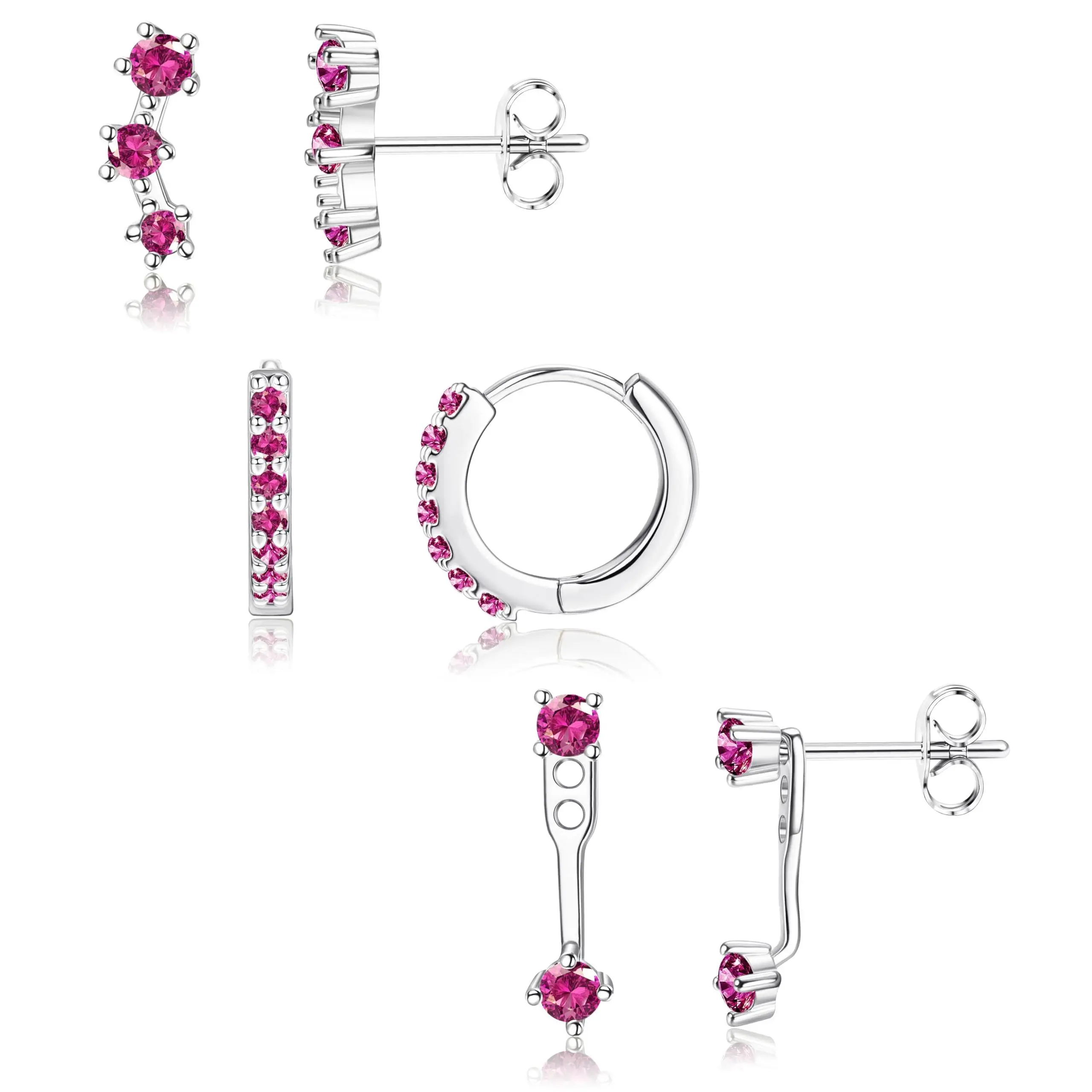 Silver,Pink CZ