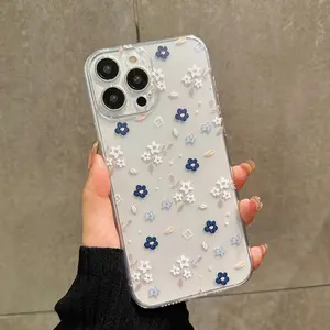 Flower Pattern Clear Phone Case, Decorative Phone Protector Cover, Phone Accessories Compatible With iPhone 16 Pro cases 15 14 13 12 11 Pro Max Plus XS Max X/XS 7/8 Plus, Smartphone Protective Accessories, Cute Phone Cases