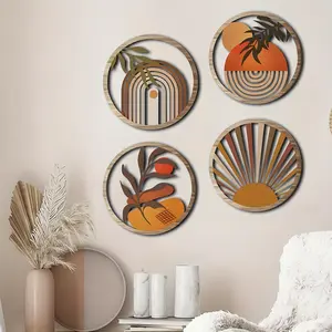 Boho Wooden Wall Art Decor, Hollow Out Country Farmhouse Design, Living Room Bedroom Decoration, Unique Gift Idea for Home & Garden