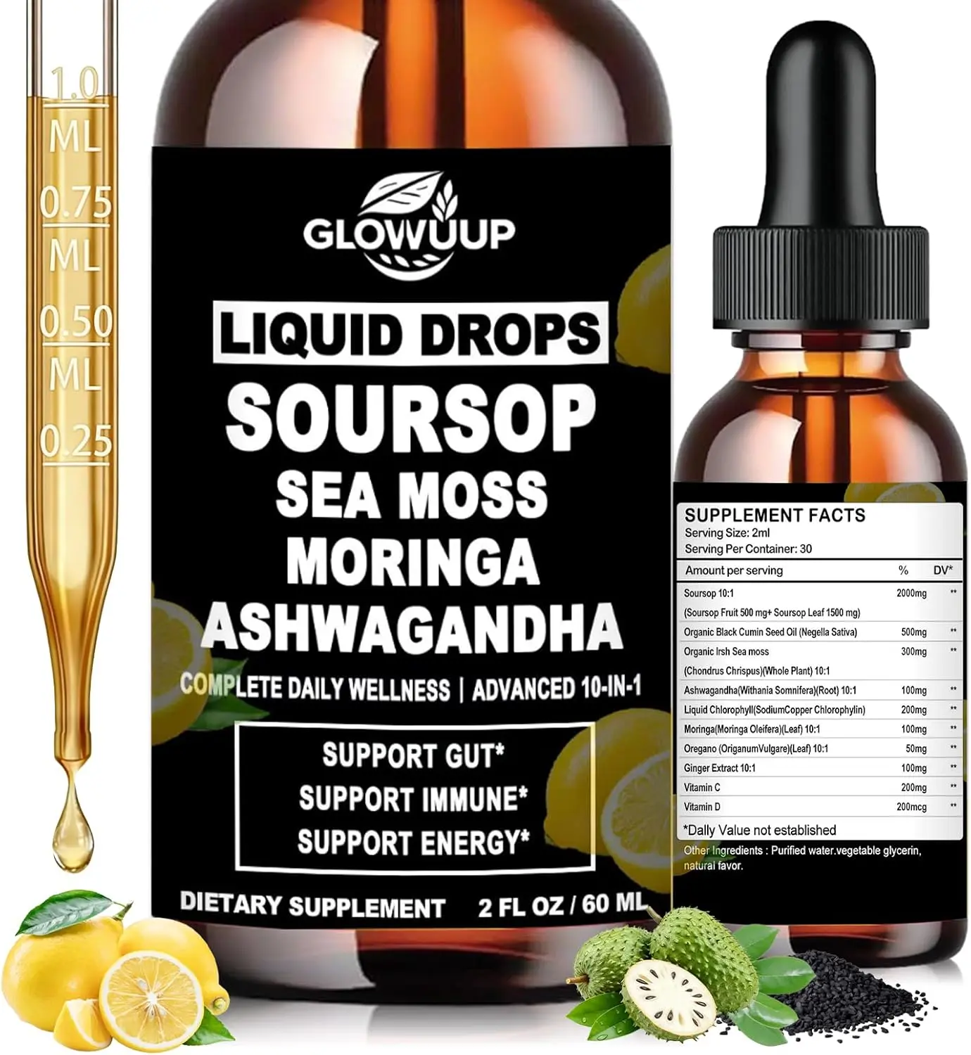 Lymphatic Drainage Drops 6000mg Herbal Supplement for Immune Support Detox and Lymph System Health with Echinacea Dandelion Burdock Bromelain Turmeric Liquid Drops for Men Women Daily Wellness