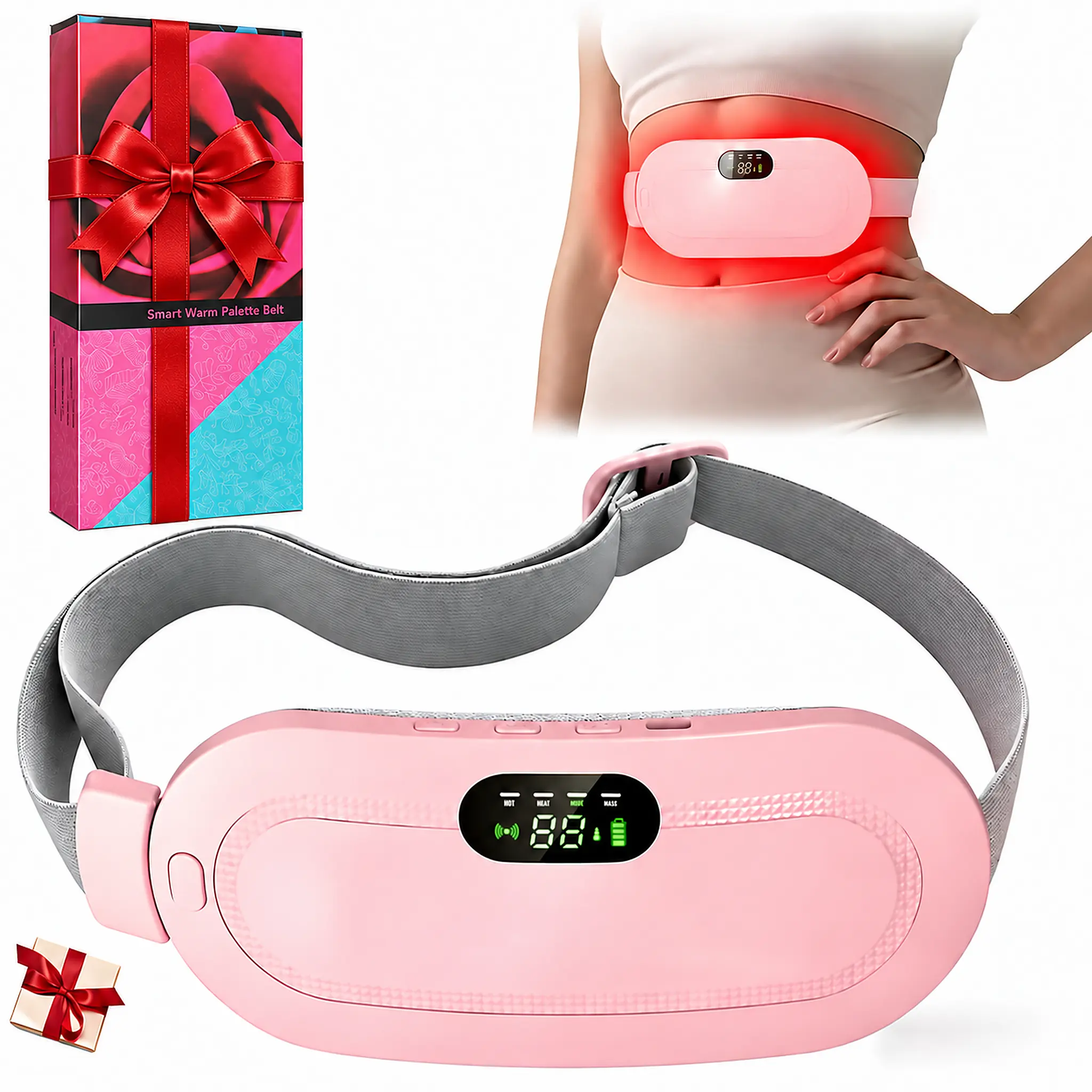 Menstrual Heating Pad Smart Uterus Warmer Belt, 1 Count Relief Waist Pain Cramps Vibrating Abdominal Massage Waist Massager, Vibrating Plate, Halloween Gift, Fall Essentials-（Christmas Gift）