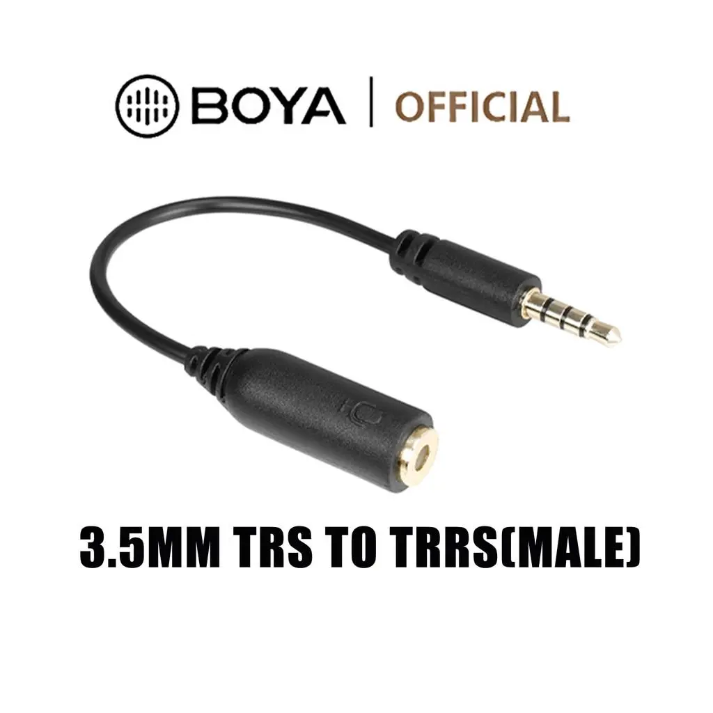 BOYA BY-CIP2 Pro Compact 3.5mm TRS(Female)-to-3.5mm TRRS(Male) Audio Adapter, Mobile Phone Electronics Accessories for Device Port Connections