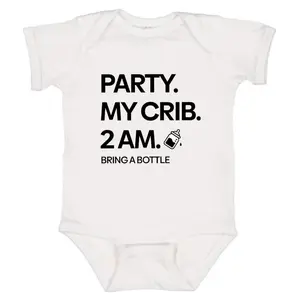 Party At My Crib Baby Onesie, Cute Baby Clothes, Gift For Newborn Baby Clothes Girl Bodysuit White