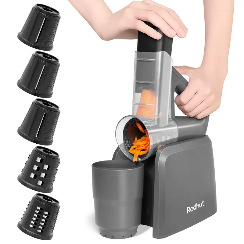 Redhut 7-in-1 Cordless Compact ABS Plastic Mini Food Processor - 40W Motor, 2600mAh Battery, Vegetable Slicer, Interchangeable Blades, Dicer/Cutter, Chop/Mince, Efficient Food Prep Small Kitchen Gadget