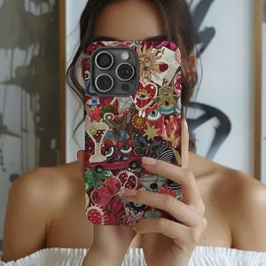 Mosaic Evil Eye Collage Phone Case, Mosaic Tile Aesthetic Premium Film 2 in 1 Phone Case - Durable, Shock Absorbing and Stylish Protection - Compatible with iPhone 16, 15, 14, 13, 12, 11, Plus, Pro, Pro Max, Perfect birthday gift for friends.