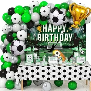 Soccer Green Black White Balloon Arch Kit Boys Birthday Decor for Baby Shower Birthday Soccer Party Decorations  Shiny Banner