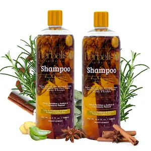 [2 Bottles] Herbalista Viral New Herbal Shampoo 1000ml (33 fl oz) Each Disc Top- With Real Pieces of Rosemary, Cinnamon, Anise, Clove, Aloe, Ginger, & Eucalyptus - Fortalece, Regenera, Acelera Crecimiento – 100% Natural & Handcrafted