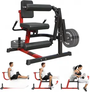 Leg Extension and Curl Lower Body Workout Machine, Heavy Duty Adjustable Leg Rotary Extension Plate Loaded Fitness Equipment for Thigh Home Gym, for 1''/2'' Weight Plates with Easy Mobility Wheels