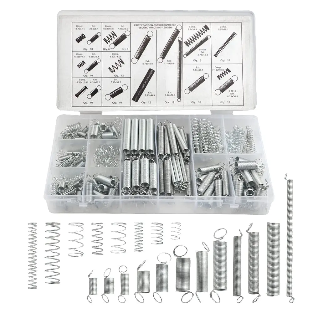 XINGYHENG 200Pcs 20-Kinds Zinc Plated Steel Coil Spring Wire Metal Repair Tool Assortment Kit for Extension, Compression Hardware Needs