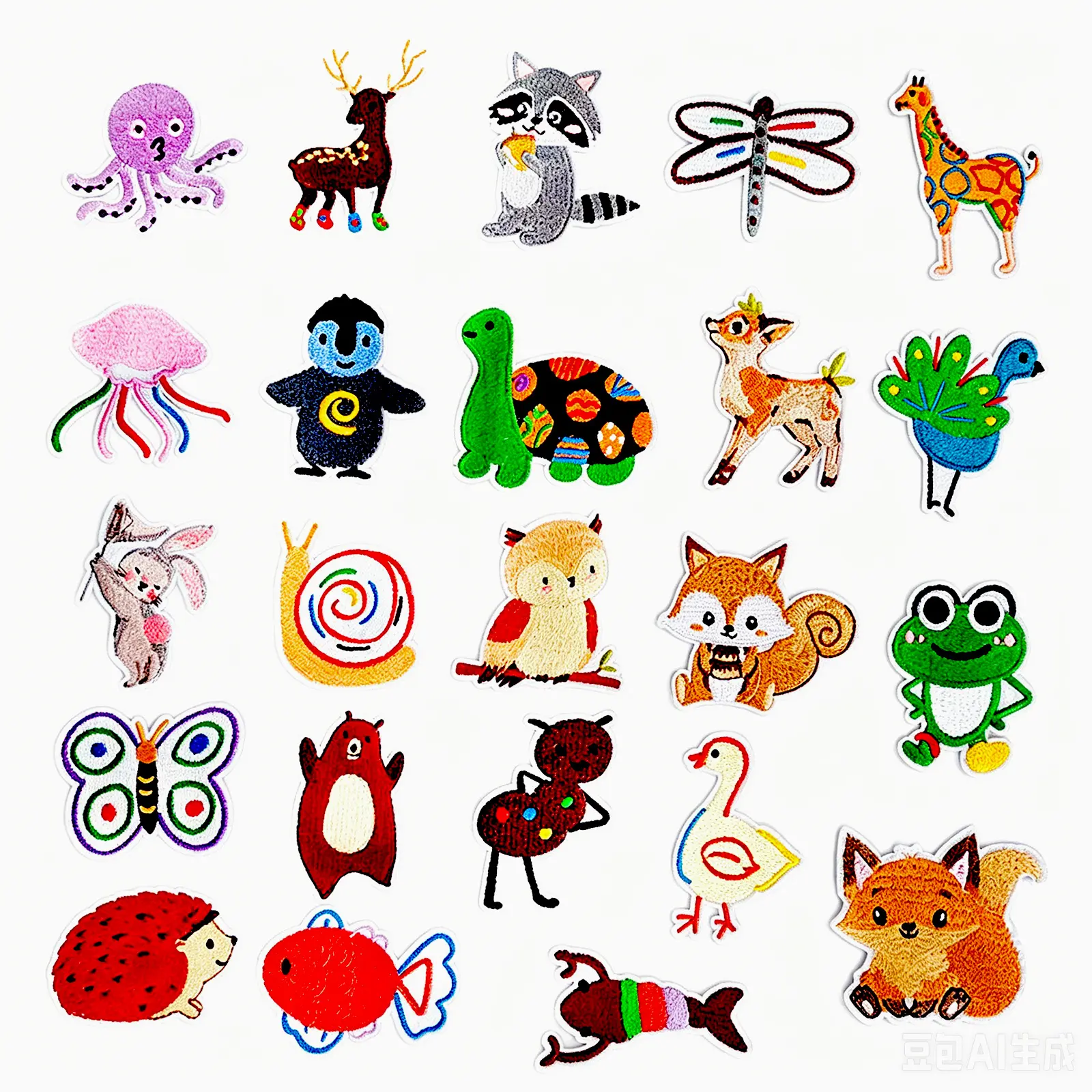 Animal Motif Iron-On Patches Set - 23 Pcs Cute Embroidery for DIY Crafts, Easy Apply with Hot Melt Glue, Sew-On Option for Girls’ Denim Jackets, T-Shirts