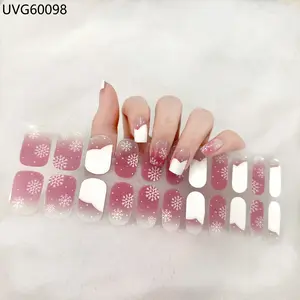 Dreamy Winter Fairy Gradient Gel Patch, Frost Snowflake Effect Semi-Transparent Nude Blush, Soft Girl Look, Single Item