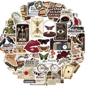 Dark Academia Sticker, 50pcs/set Aesthetic Dark Art Sticker, Vinyl Waterproof Sticker for Bullet Journal Laptop Skateboard Computer Guitar, Decor