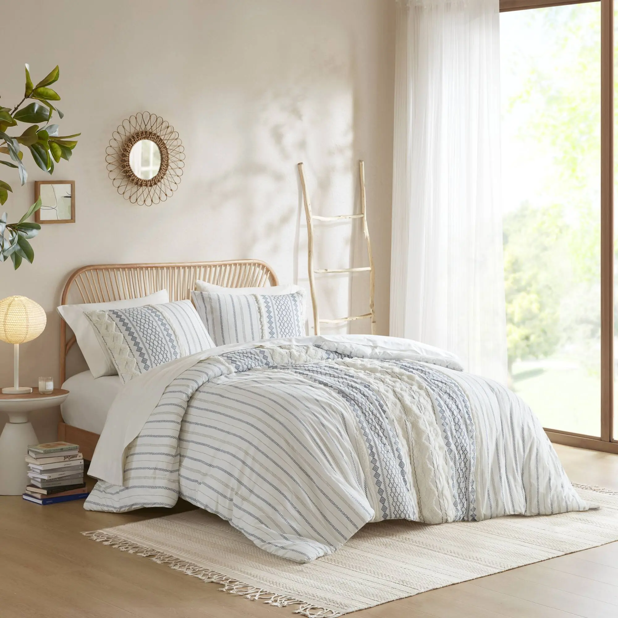 Cotton Printed Ultra-Soft Cloudlike Comforter Set with Chenille, Imani