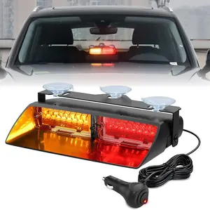 Nilight Strobe Lights, Windshield Safety Flash Lights with Suction Cups, 16 LEDs, Amber and Red, ABS Housing