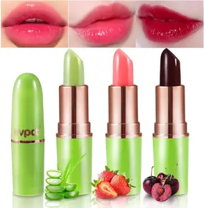 evpct 3Pcs Magic Color Changing Lipstick Long Lasting Waterproof 24 Hours Original for Women, Aloe Vera Strawberry Black Red Cherry PH Mood Permanent Color Changing Lipstick Lip Balm, labial magico