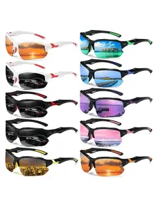 10pcs The latest half-frame sports sunglasses, Outdoor Sports Eyewear, unisex, available in multiple colors, and offer UV400 protection for outdoor activities. a classic color-block design, rubber nose pads, and temple tips for style and comfort.