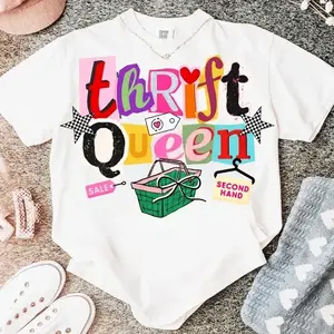 Trendy Thrift Queen T-Shirt for Women, Vintage Graphic Tee, Preppy Unisex Casual Top, Comfortable Thrift Apparel, Perfect for Thrift Sale