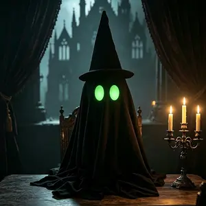 New Halloween Glow-In-The-Dark Ghost Desktop Ornament, Party Store Bar Scene Decor, Night Light Hat Decoration