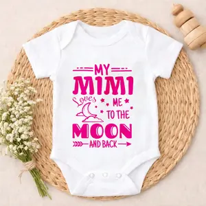 Premium Cotton Baby Bodysuit My Mimi Loves Me To The Moon Print 100% Pure Cotton Non-Irritating Snap Closure Breathable Perfect For Gifting & Everyday