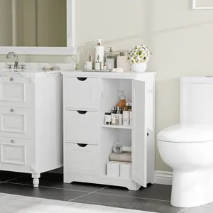 Segawe Freestanding Bathroom Floor Cabinet with 3 Drawers – Compact Storage Organizer Unit for Bathroom Essentials