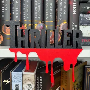 Thriller Sign for bookshelf, bookish, 3d sign, decor home office book shelf desk