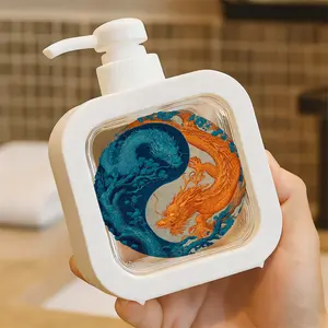 Yin-Yang Dragon Tree Artwork Inspired Moisturizing Soap Pump Bottle, Soap Dispenser, Perfect for Kitchen Sink and Bathroom Decor with Dynamic Dragon & Tree Symbolic Design