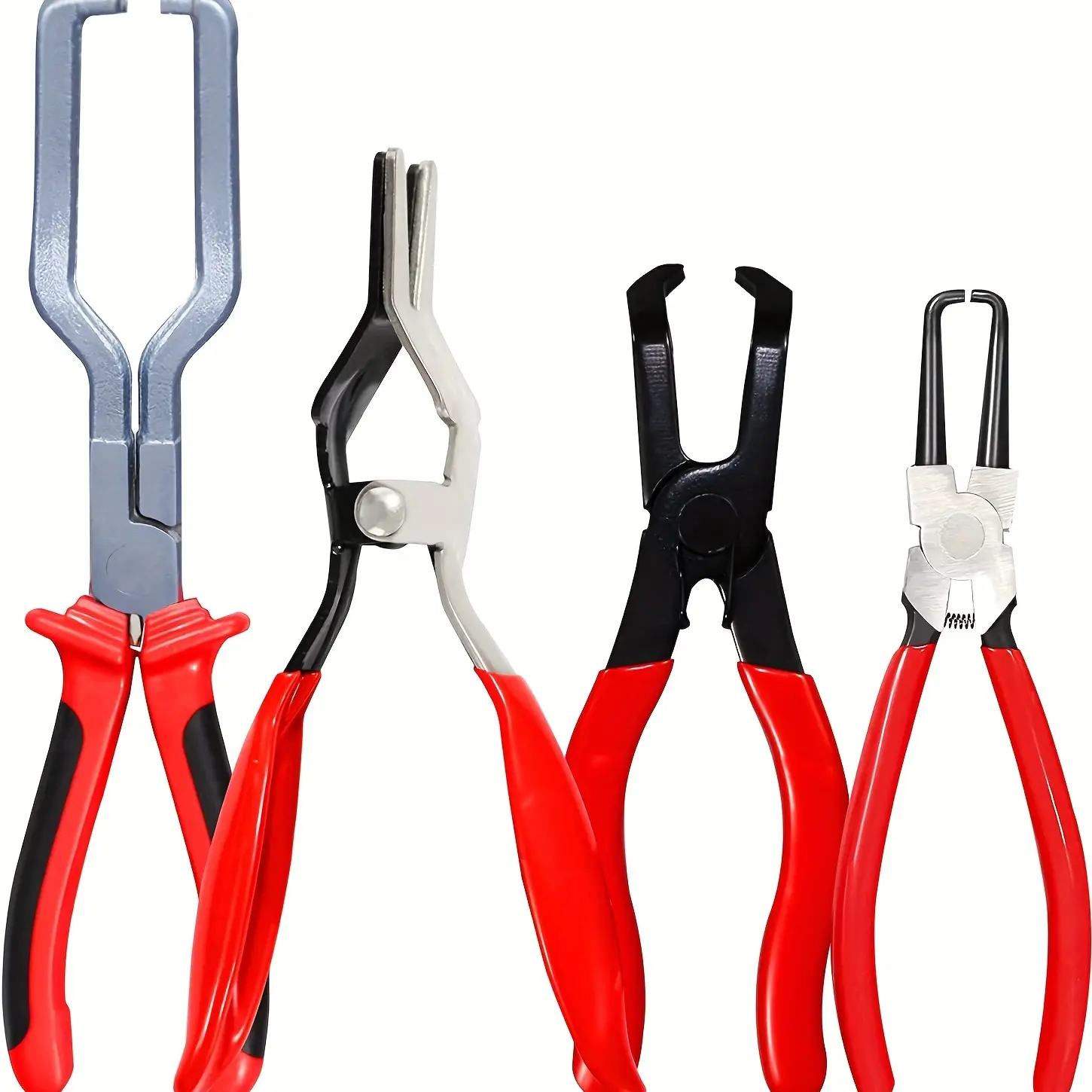 Automotive Fuel System Tool Set for Fiat, 4 Fuel Line Pliers with 9-inch Filter Caliper, 80-degree Separation Plier & Hose Clamp Removal Tool, Disassembling And Replacing Fuel Filter Lines